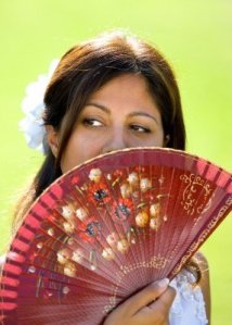 modern woman with fan